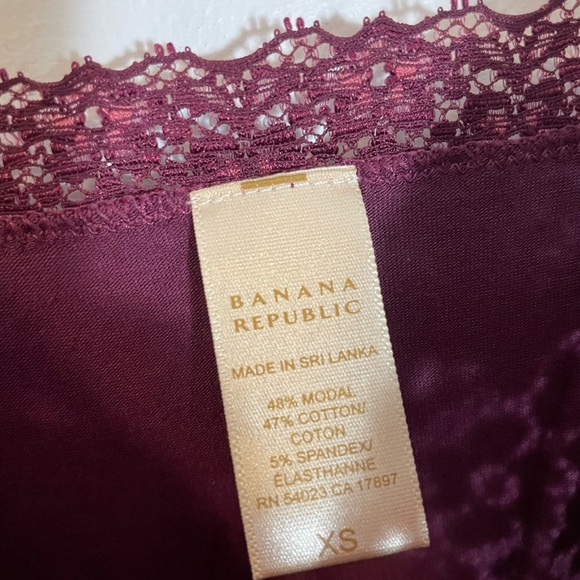 Banana Republic Maroon Lace Appliqué Cami Top Spaghetti Strap Y2K Size XS - Picture 2 of 8